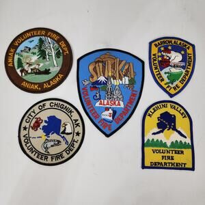 Lot of 5 Volunteer Fire Dept Patches Alaska Chignik Aniak Sitka Klenini Barrow